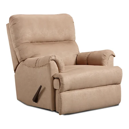 Casual Chaise Rocker Recliner with Rolled Arms